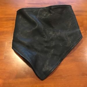 Black leather motorcycle Velcro scarf